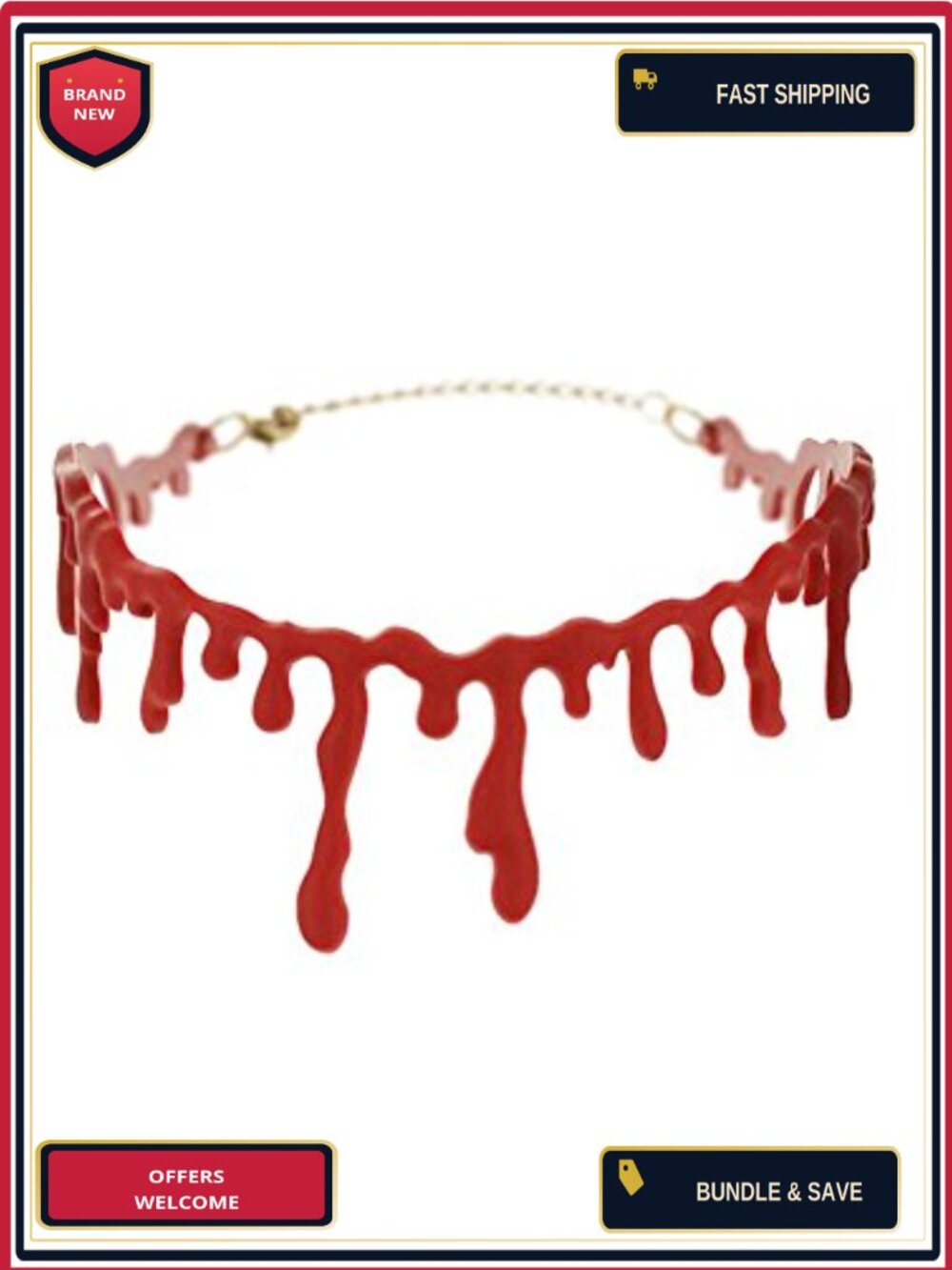 Plastic Halloween Blood Choker Necklace Cosplay Costume Accessory